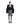 Black cropped puffer jacket with hood and glossy quilted finish, front view