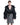 Black cropped puffer jacket hooded neckline, glossy quilting and front zipper