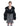 Black cropped puffer jacket with hood, glossy quilting and front zip