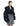 Black hooded cropped puffer jacket, three-quarter side view with glossy quilting
