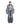 Gray cropped puffer jacket with hood, front zipper, and relaxed fit