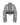 Distressed cropped gray denim jacket with high neck and back tucks with drawcord ends