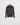 Dark gray cardigan with button front, shawl collar, contrast blue placket, patch pockets