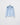 Light blue button-up shirt with layered petal ruffle shoulders, long sleeves