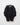 CORVUS wing coat on hanger, black textured layered design with high collar and buttonless front