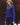 Blue lattice-knit sweater with crew neck and long sleeves