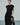 Black fringed dress with short sleeves and a high side slit
