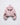 Pink cropped hooded nylon jacket, back view, front zipper and pockets