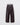 Dark brown loose-fit faux leather pants with wide legs and side seam pockets