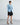 Light blue denim jacket dress with long sleeves and belted waist