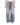 Distressed baggy jeans, light gray denim wash, front drawstring tie and wide straight legs