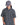 Black camp shirt with white circular print, short sleeves, button placket.