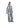 Distressed cropped gray denim jacket with point collar and oversized puff sleeves, side view