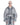 Distressed cropped gray denim jacket with point collar and multiple utility-style sleeve pockets