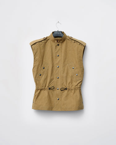 Apex Utility Vest in Beige made from Japanese Cordura fabric, front