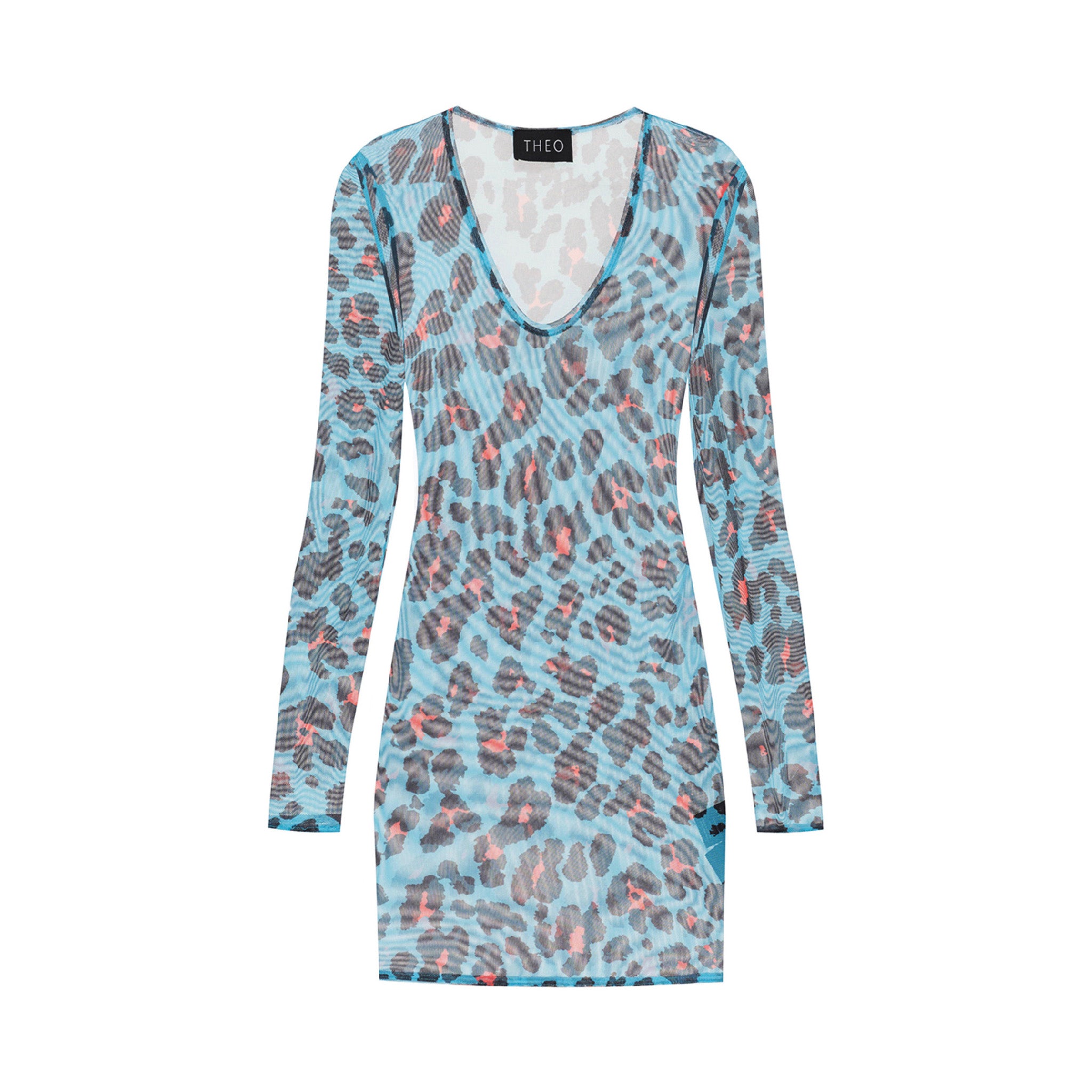 LONG SLEEVE MINI DRESS IN LEOPARD PRINT – THEO - Main Image