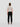 Black tapered cropped sweatpants with drawstring waist; back view on model.