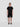 Black jersey T-shirt, front view, crew neck short sleeves