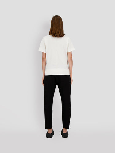 White short-sleeve jersey T-shirt with crew neck, plain back