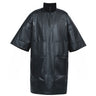 Dark short-sleeve anorak jacket with half-zip front, stand collar, patch pockets