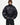 Men's black puffer jacket with glossy finish, oversized sleeves and snap-front closure, worn