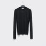 Dark sheer mesh turtleneck top with long sleeves