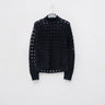 Lattice knit sweater, dark with crew neck and long sleeves