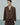 Cropped brown melange blazer with notched lapels and two-button front, shown from the front