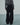 Back view of loose black trousers with wide legs