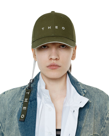 Khaki THEO baseball cap with logo and attached keychain strap