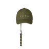 Khaki THEO baseball cap with front logo patch and hanging keychain strap