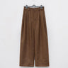 Brown melange wide-leg trousers with pleats, belt loops, and turned-up hems