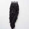 Corvus wing skirt, black layered fringe ruffle skirt on hanger