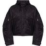 TOM BOY black hooded jacket back view with covered hood and zip pocket details
