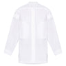 Milky white button-up shirt with stand collar and front placket