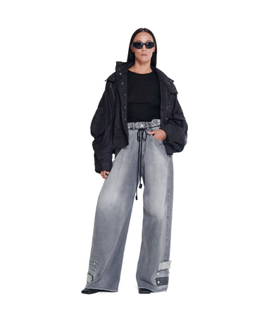 TOM BOY black hooded jacket with front zip, snap buttons, and zip side pockets