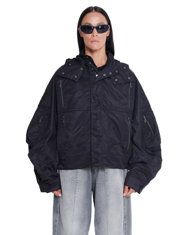 TOM BOY black hooded jacket with drawcord hood and zip pockets at the chest