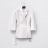 Ivory denim jacket dress with notch lapels and buttoned front