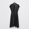 Black sheer midi dress with cap sleeves and waist tie detail