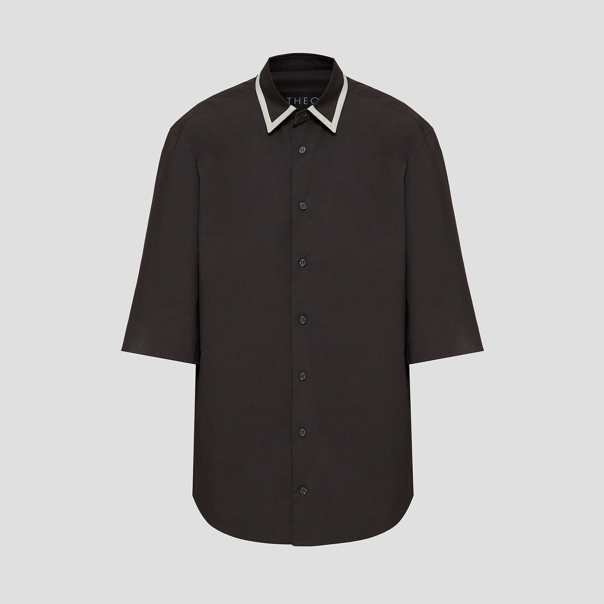 COTTON SHIRT WITH CONTRASTING COLLAR TRIM