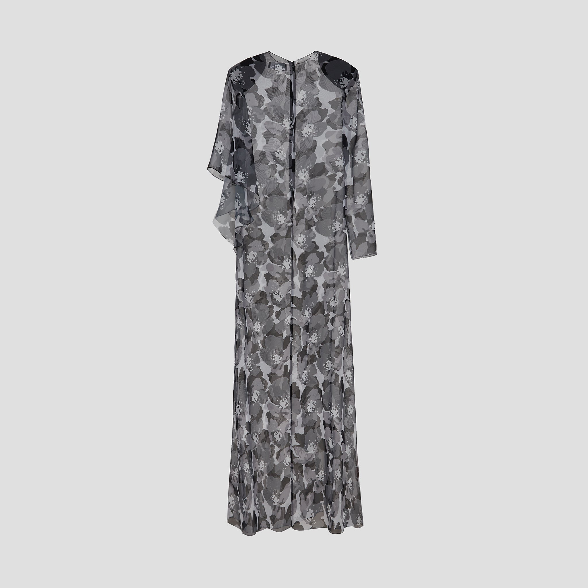 MAXI DRESS WITH ACHROMATIC FLORAL PRINT