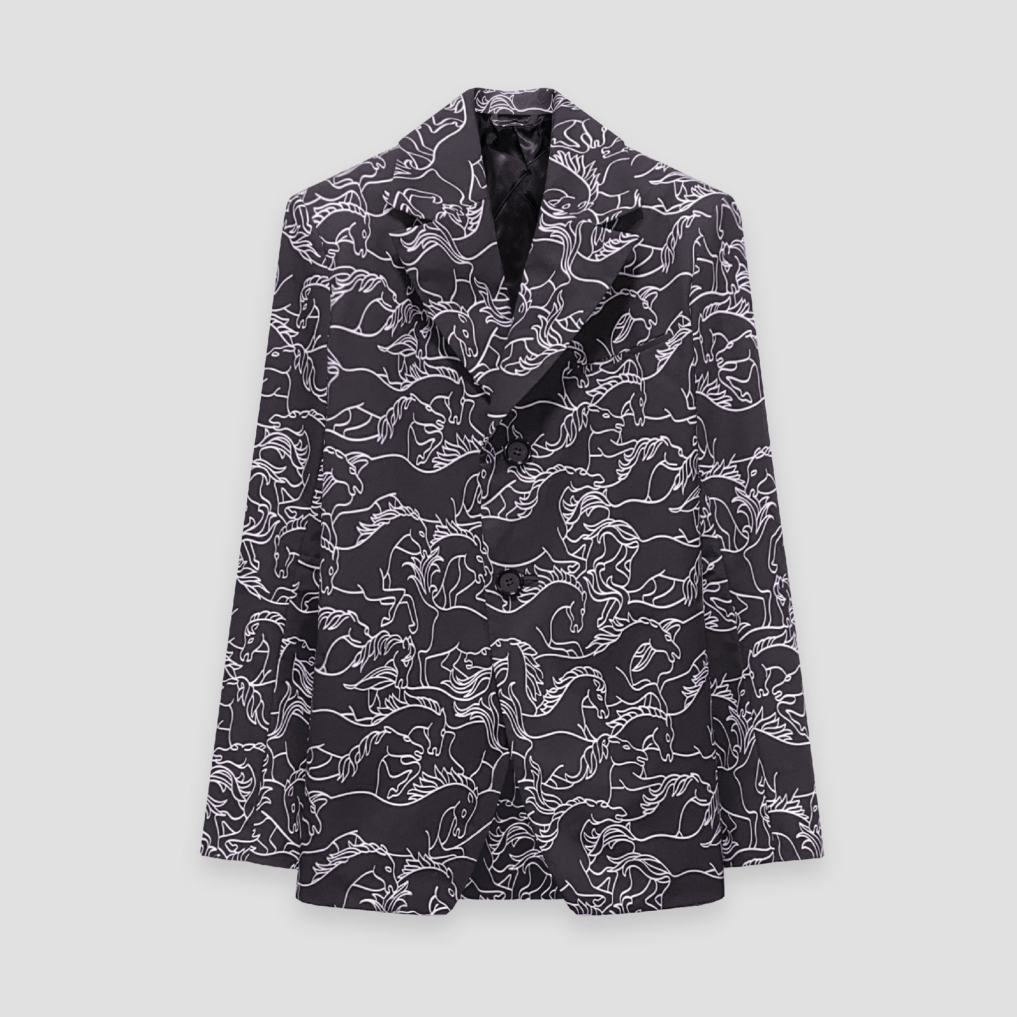 MASCULINE TAILORED JACKET WITH HORSES PRINT