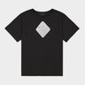 Black crew-neck jersey T-shirt with white speckled 3D rhombus print