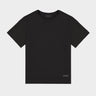 Black jersey T-shirt with THEO logo at hem, crew neck short sleeves