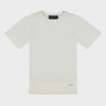 Off-white jersey T-shirt with THEO label at collar and small THEO mark