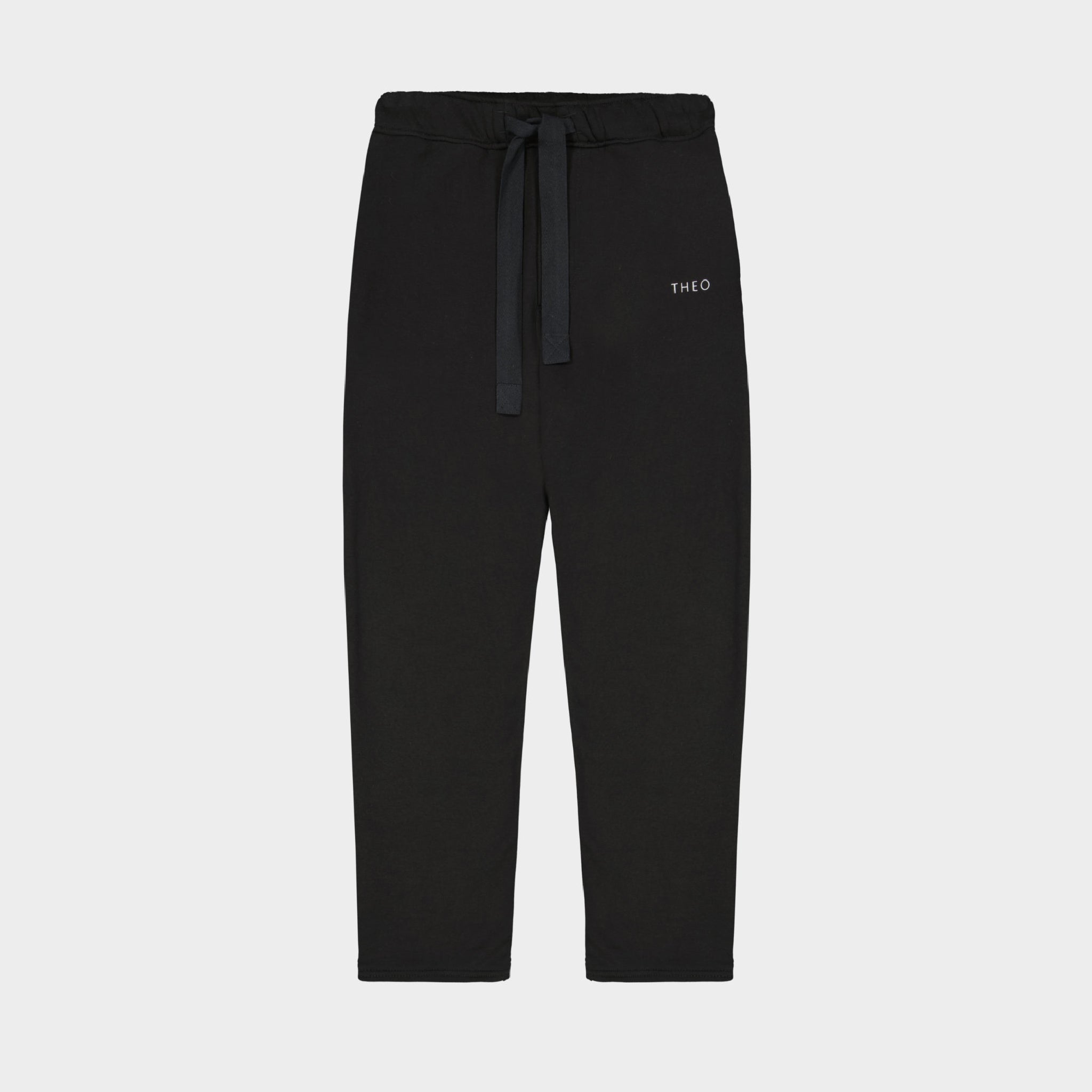 BLACK CROPPED SWEATPANTS WITH THEO LOGO
