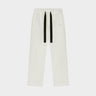 Cream straight-leg sweatpants with black drawstrings and small THEO logo