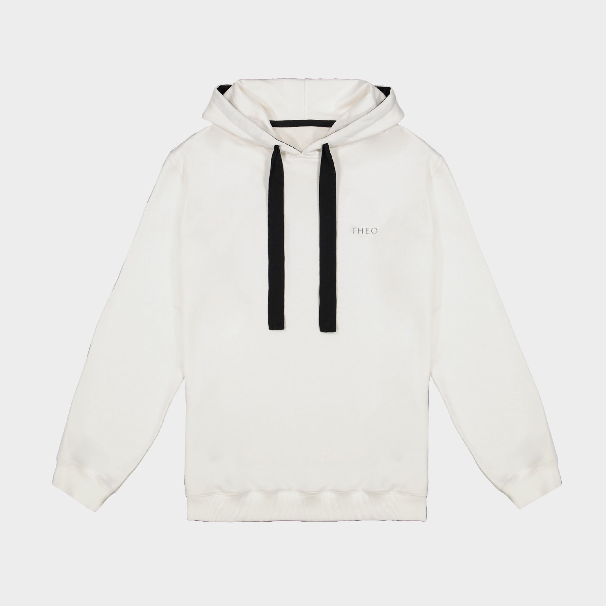 WHITE HOODIE WITH THEO LOGO