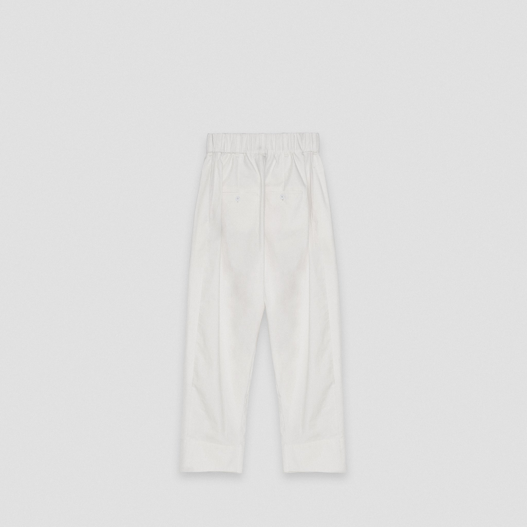 ELASTIC WAIST SUIT PANTS WITH ROLLED UP CUFFS IN WHITE