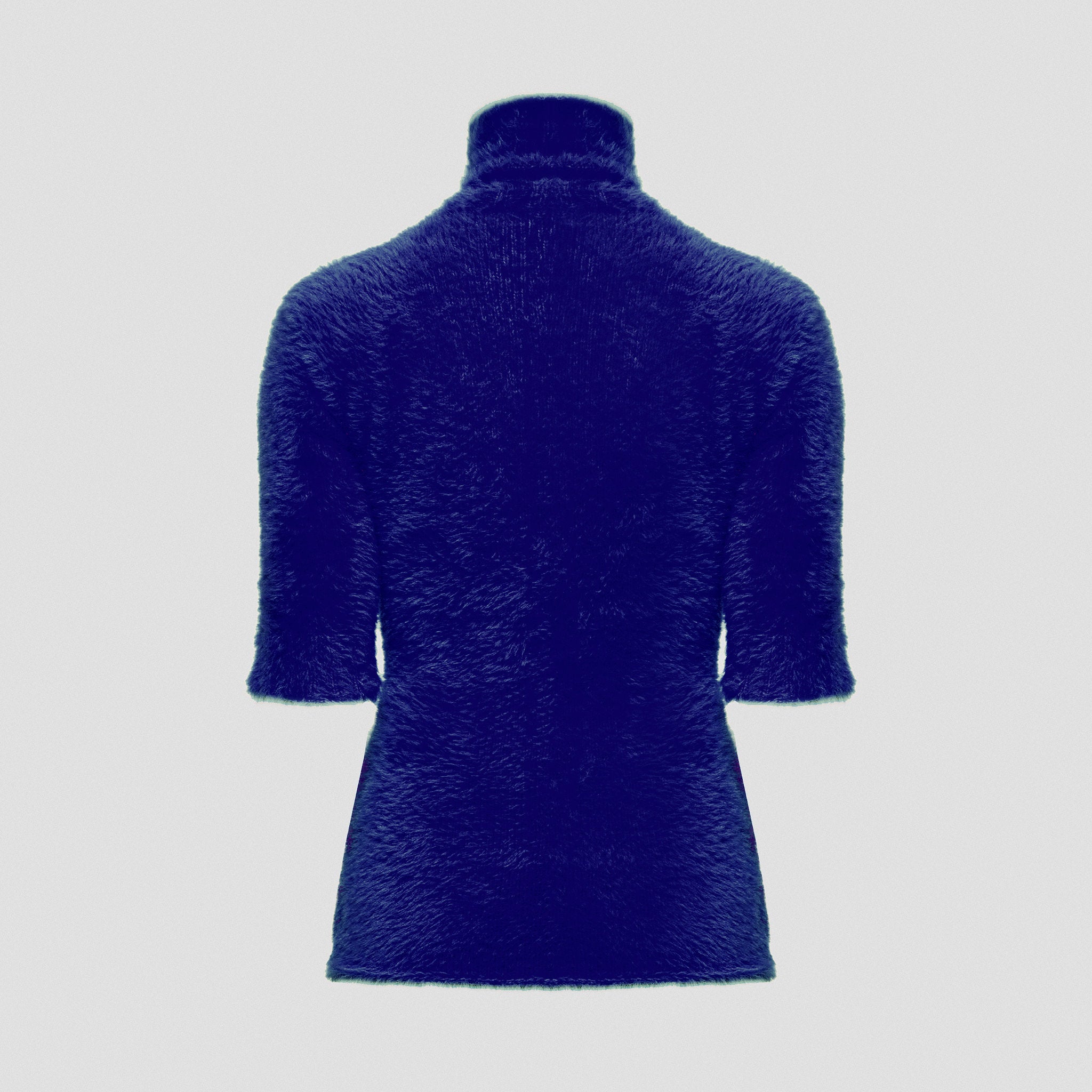 ELECTRIC BLUE KNITTED TURTLENECK T-SHIRT
